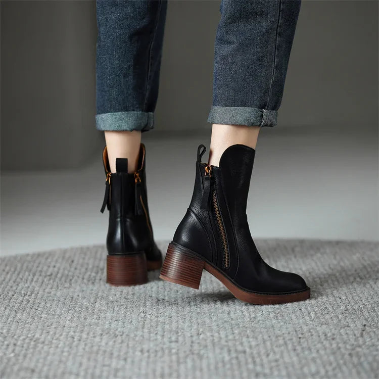 Fleur™ | Leather Ankle Boots