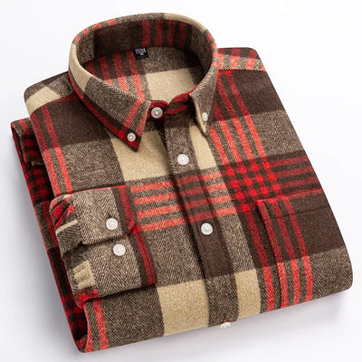 Damon™ | Classic Long Sleeve Cotton Plaid Shirt