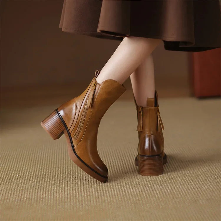 Fleur™ | Leather Ankle Boots