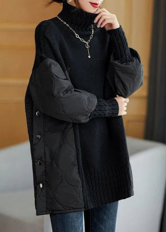 Grace™ | Exclusive Turtleneck Patchwork Loose Knit Sweater