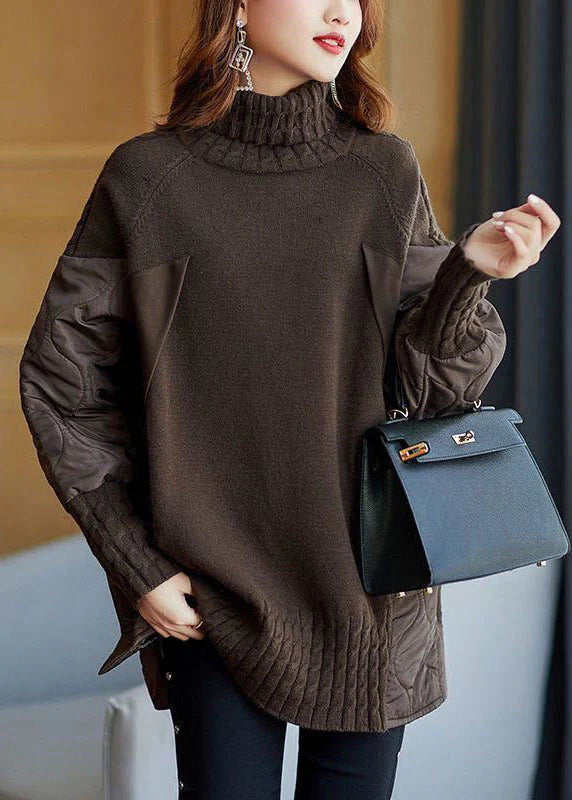 Grace™ | Exclusive Turtleneck Patchwork Loose Knit Sweater