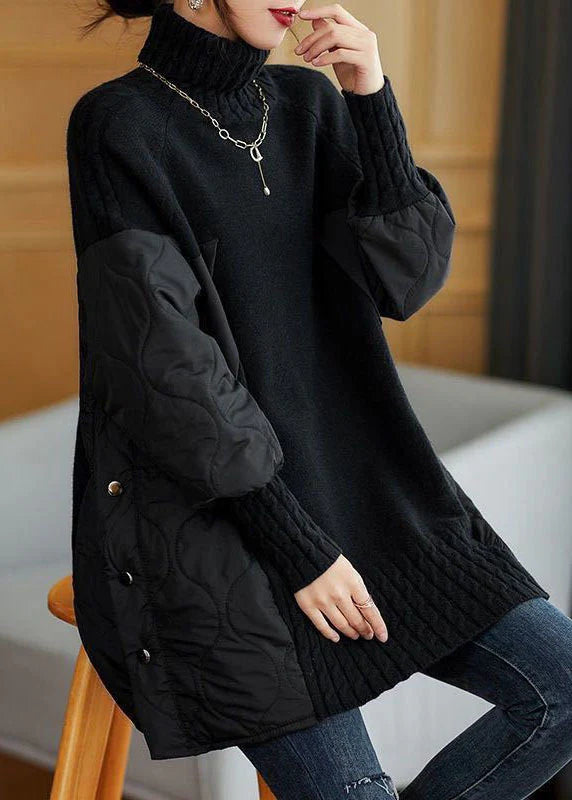 Grace™ | Exclusive Turtleneck Patchwork Loose Knit Sweater