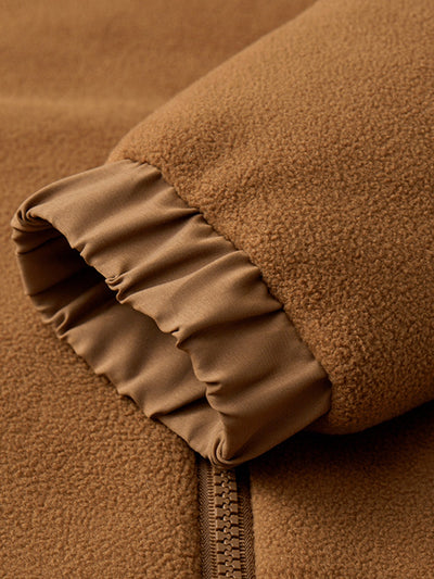 Teddy Lined Polar Fleece Zip-Up Stand Collar Jacket