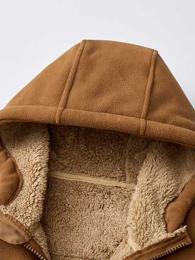 Teddy Lined Polar Fleece Hooded Jacket