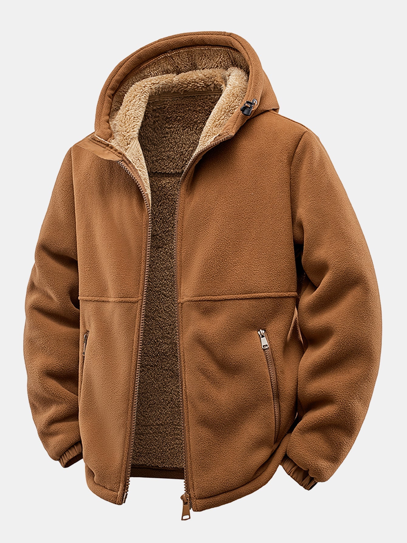 Teddy Lined Polar Fleece Hooded Jacket