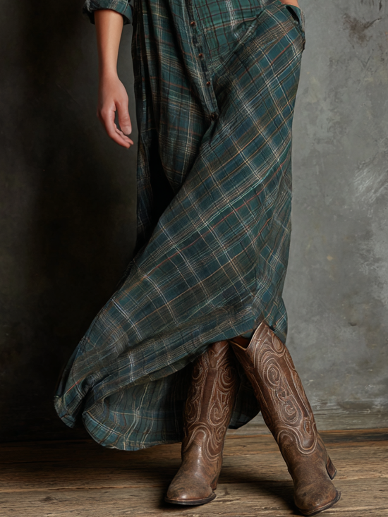 Striped Maxi Dress with Lapels