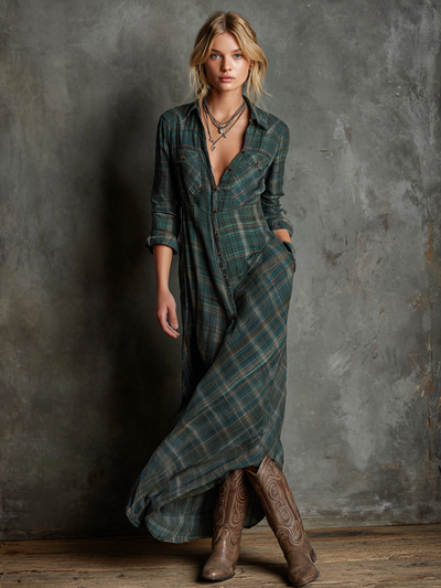 Striped Maxi Dress with Lapels