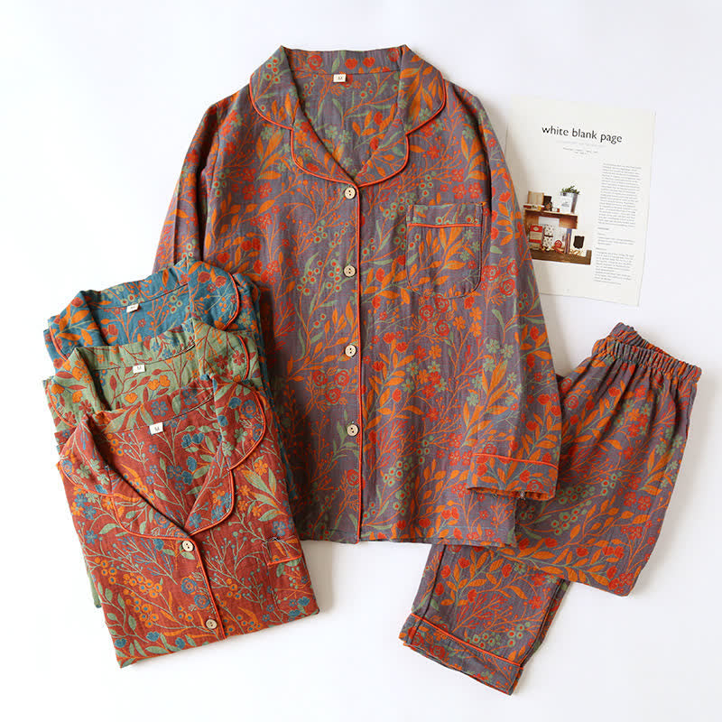 Isabella™ | Vintage Leaf Cotton Loungewear Set