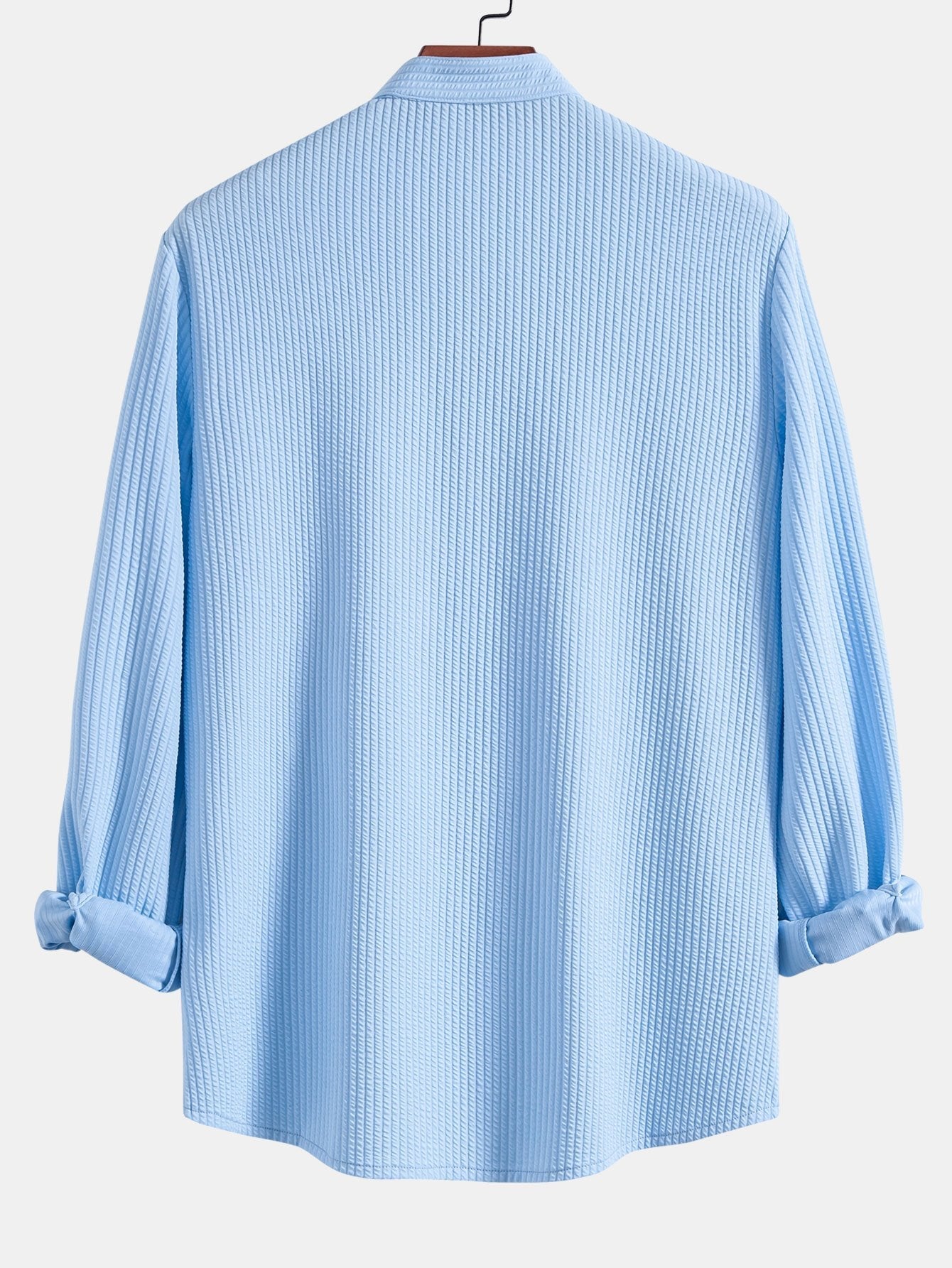 Long Sleeve Muscle Fit Ribbed Stand Collar Shirt & Straight Leg Ribbed Pants