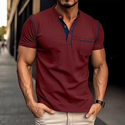 Elmor Men's Henley Collar Cotton Shirt