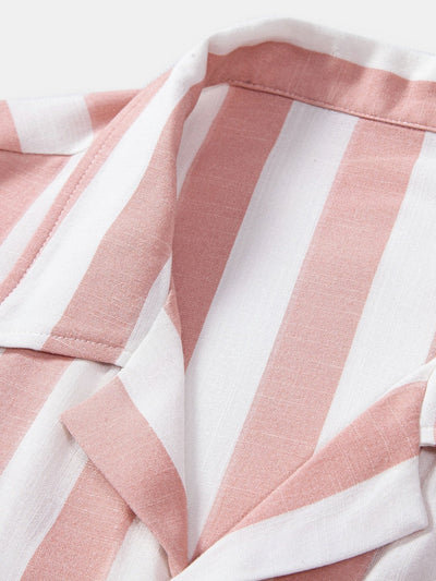 Striped Cuban Collar Shirt & Swim Shorts