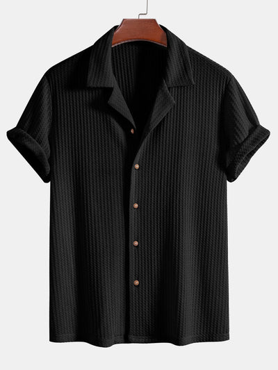 Riviera Knitted Waffle Cuban Shirt & Straight Leg Linen Pants Set