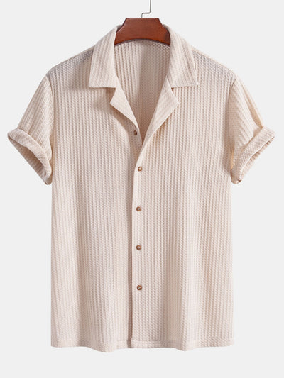 Riviera Knitted Waffle Cuban Shirt & Straight Leg Linen Pants Set