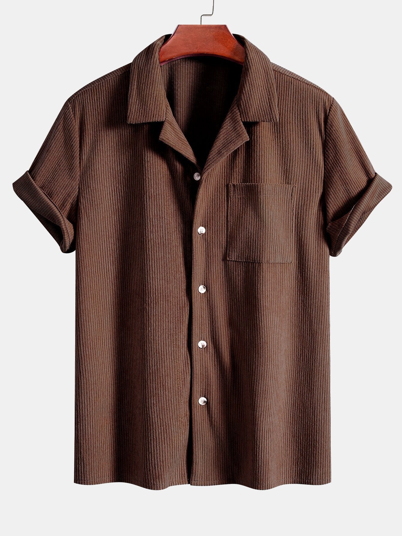 Short Sleeve Corduroy Cuban Shirt