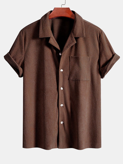 Short Sleeve Corduroy Cuban Shirt