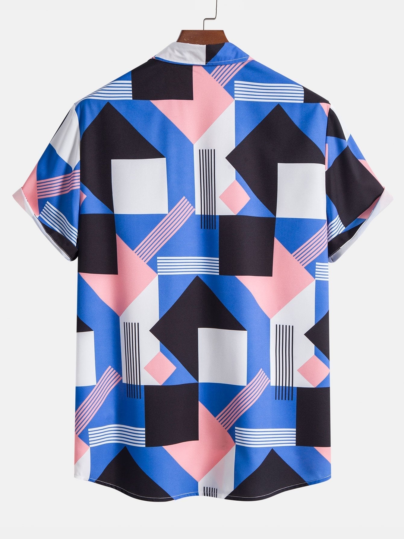Color Block Stripe Print Shirt & Swim Shorts