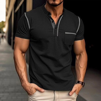 Elmor Men's Henley Collar Cotton Shirt