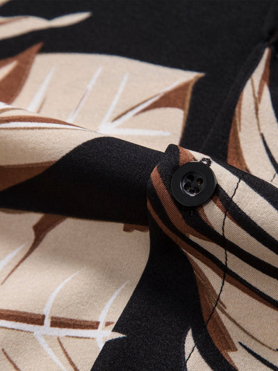 Tropical Print Shirt & Textured Cotton 5" Shorts
