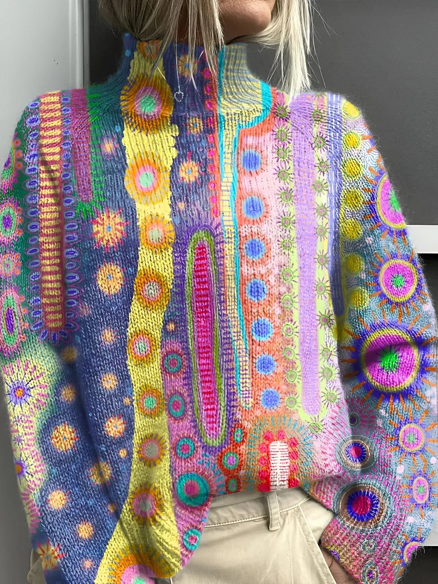 Hermine | Colourful Knit Roll Neck Jumper
