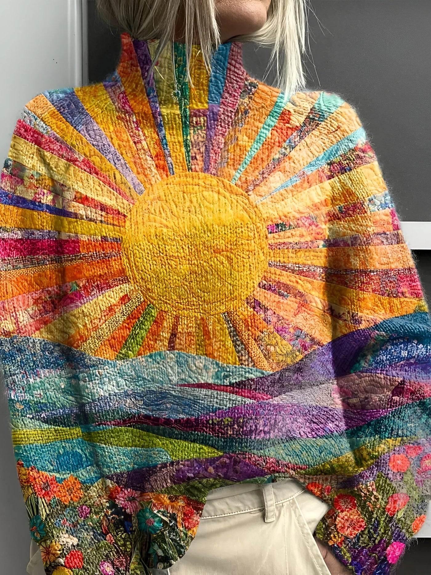 Simone | Cheerful Colourful Roll Neck Jumper