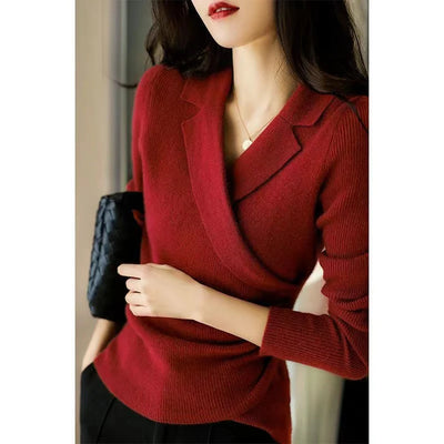 Pearl™ | Chic Peter Pan Collar Asymmetrical Design Slim Fit Sweater